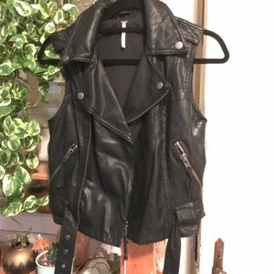Vegan leather Free People motorcycle vest size 4